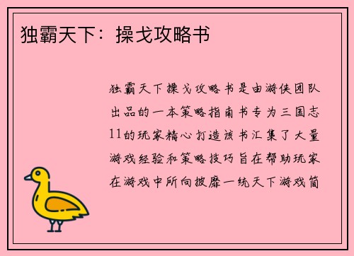 独霸天下：操戈攻略书